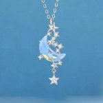 Star Moon Kuukivi Titaanist teraskett Kaelakee Romantiline ripats Ehted 1pc