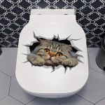 Creative Realistic Cute Cat Vision 3D WC kleebis L&otilde;bus Loomade Vannitoa WC kaane Decor Isekleepuv PVC Veekindel maal