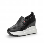 Kevad Suvi Kiilkontsaga Kingad Naiste Mood Tossud Hingav Ehtsast Nahast K&otilde;rgust Suurendavad 10cm Must Valge Kingad 39 must