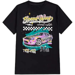 Meeste autokirjaga graafilise mustriga l&uuml;hikeste varrukatega &uuml;mara kaelusega T-s&auml;rk graafiliste mustritega T-s&auml;rgid meeste riided puuvillast igap&auml;evaelu neli aastaaega S must