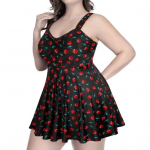 2 tk/komplekt Naiste kaheosaline ujumiskleit pluss suurus Kirsiprindiga ujumistrikoo poiss-l&uuml;hikestega Suvine ranna bassein Naiste tankini ujumiskost&uuml;&uuml;m Ujumisriided XL must