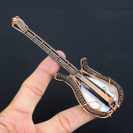 Owhyee Blue Opal Handmade Copper Wire Wrap Guitar Pendant 4.53 t4s25
