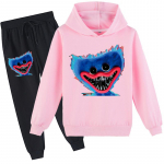 Lastele 3D kapuutsiga komplekt Huggy Wuggy Pulloveriga dressikas Poppy Playtime Laste kampsun+p&uuml;ksid 150cm roosa