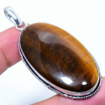 Natural Tiger Eye Gemstone Handmade 925 Sterling Silver Pendant 2.76 w4d30