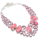 Rhodochrosite, Kunzite Handmade 925 Sterling Silver Jewelry Necklace 18 s2u72