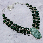 Seraphinite, Diopside Handmade 925 Sterling Silver Necklace 18 y7e55