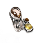Morganite, Citrine Handmade 925 Sterling Silver Jewelry Ring Size 4 l5v90