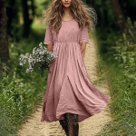 Naiste moekas ja vabaaja &uuml;hev&auml;rviline puuvillane ja linane kleit L must