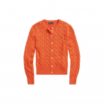 Polo Ralph Lauren SS24 &Uuml;hev&auml;rviline Kitsa l&otilde;ikega &Uuml;mmarguse kaelusega Pikkade varrukatega Kootud kampsun Naiste kampsun Oranž WMPOSWENDW20234-400 XS
