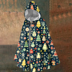 Christmas print - unisex retro vertical cape long hooded cape One Size
