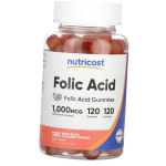Folaat n&auml;rimistabletid, Foolhappe kummikommid, Nutricost 120 tabletti Marjasegu (36647084) 120tab Berry mix
