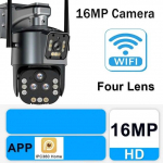 EL 16MP Nelja Objektiiviga WiFi PTZ IP-kaamera Automaatne J&auml;lgimine V&auml;litingimustes 8K 20X Suum Traadita CCTV Videosalvestuskaamera V&auml;rviline &Ouml;&ouml;n&auml;gemine Camera No Card