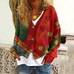 Naiste moe pikkade varrukatega j&otilde;ululumememm, lumehelvestega tr&uuml;kiga jope kardigan L