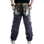 ZYLLO Lahtised Baggy teksad Hiphop Rula Denim P&uuml;ksid T&auml;navatants Hip Hop R&auml;pp Mees Mustad P&uuml;ksid 46
