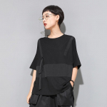 Euroopa & Ameerika Naiste Suvine Gooti Plaaditud T-s&auml;rk, &Uuml;mar Kaelus, L&uuml;hike Varrukas, Trendikas BF-stiilis Streetwear. XL (135-150 kg)