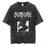 Berserk Tr&uuml;kitud T-s&auml;rk Meeste Naiste Pesitud Vintage Jaapani Anime &Uuml;lem&otilde;&otilde;duline Streetwear Harajuku Suvine L&uuml;hikeste Varrukatega T-s&auml;rk Puuvillased Topid M