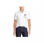 Polo Ralph Lauren SS25 Karu logoga tikitud &uuml;herealine l&uuml;hikeste varrukatega s&auml;rk Meeste s&auml;rgid 710802632-001 XXL