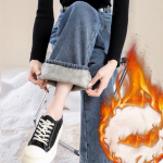 Paksustatud fliisvoodriga naiste teksad talvine stiil salendavad mitmek&uuml;lgsed laia l&otilde;ikega sirge s&auml;&auml;rega kellp&uuml;ksid L sinine