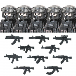 Linnapolitsei Hiina Eri&uuml;ksused Ehitusklotsid R&uuml;nnakus&otilde;dur SWAT Figuurid Gaasikaitsemask S&otilde;jalised Relvad Klotsid M&auml;nguasjad Lapsed