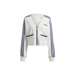 Adidas Originals &uuml;hev&auml;rviline V-kaelusega lukuga kampsun logo tikandi ja kolme triibuga Naiste topid Valge HL6585 XS