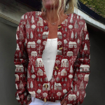 Naiste mood tr&uuml;kitud pikkade varrukatega kootud kardiganist n&ouml;&ouml;biga sulejope XL veini