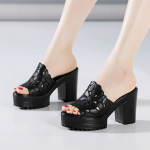 Trend Suvised Naiste Platvormiga Paksu Kontsaga Sandaalid Uued Avatud Varbaga K&otilde;rge Kontsaga Kingad Naistele Vabaaja Peokingad Naiste Sandaalid 40 must