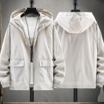 Suvised paarid &otilde;hukese kapuutsiga kerge jope Meeste p&auml;ikesekindlad riided kalap&uuml;&uuml;gi jahiriided kiiresti kuivavad mantlid 7XL hall