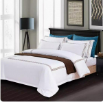 60ndate tikanditega puuvillasatiinist voodipesukomplekt - neli osa Single Duvet Cover 1.8x2.4 (Fits 160x220 Duvet)
