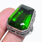 Natural Peridot Gemstone Handmade 925 Sterling Silver Jewelry Ring Size 9.5 c5w28