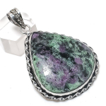 Natural Ruby Zosite Gemstone 925 Sterling Silver Jewelry Pendant 2.25 m7a70