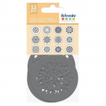 12 pochoirs ronds Fleurs 7 x 7 cm sinine