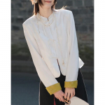 Demana Women's Stylish Jacquard Stand Collar Short Coat S