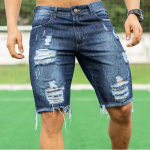 Suvised Meeste Liibuvad Moodsad Teksad L&uuml;hikesed p&uuml;ksid Moepesu Elastsed Capris Meeste Riided Denimp&uuml;ksid 2XL sinine