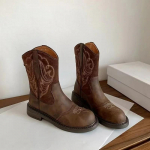 Mood 2024 Uued K&otilde;rge Kvaliteediga Slip-on Naiste Saapad Moodsad Tikitud Moodsad Saapad Ruudukujulise Varbaga Keskk&otilde;rgusega Jalan&otilde;ud Naistele Zapatos 35