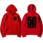R&auml;ppar 50 Cent The Massacre klassikaline albumi graafikaga lukuga dressipluus Unisex hip hop punk streetwear Kapuutsiga sviiter Mehed naised Fliisjakk S punane