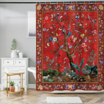 Boheemlaslik vannitoakardin V&auml;rviline boheemlaslik lilleprindiga Ilus hele pol&uuml;ester du&scaron;ikardin 2pcs*90x180cm