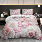 Lillelised Liblikad Voodipesukomplekt Printsessi Tekikott Komplekt Tekikate Padjap&uuml;&uuml;rikuga Magamistoa Kaunistuseks S&uuml;nnip&auml;evakingitus T&uuml;drukutele EU Single(135*200cm)3pcs