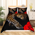 Leopardimustriline tekikott komplektis Kuninganna T&scaron;itaadi voodipesukomplektid Geomeetriline tekkikate Aafrika safariloomade tekkikate Toakujundus EU Single(135*200cm)3pcs