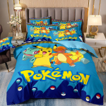 3D-prinditud Pikachu voodipesukomplektPokemoni tekikate padjap&uuml;&uuml;r Lastele Poiss T&uuml;drukAnime Charmander Tekk Tekk EU Double(200*200cm)3pcs yellow