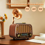 Mitme laineala vintaažraadio, kaasaskantav FM AM SW raadio, juhtmevaba muusika voogedastus ja TF-kaardi esitus, retro stiil kodu/aia jaoks pruun