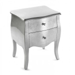 Table de chevet - NATACHA.B - Marika - Bois MDF - Argent - 2 tiroirs