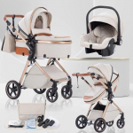 BAZARLAND30.Poussette 3 en 1 B&eacute;b&eacute; Combin&eacute;e Si&egrave;ge-Auto Nacelle Trio R&eacute;versible.Nouveau mod&eacute;le. BLANC CASSE