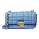 Michael Kors MK Tribeca Ruuduline Triibuline Tepitud Kett &Uuml;hev&auml;rviline Lambanahast Padi Kott Naiste K&auml;ekotid Hele-Sinine 30R4G2RL5L-457 Basic Set (Bag+Dust Bag)
