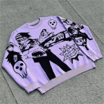 GLYDE Y2K Harajuku Pikkade varrukatega kampsun dressipluus vintage Triibuline tikand Metsik v&auml;rv pealisr&otilde;ivad High Street Mehed Naised Kitsa l&otilde;ikega pulloverid M