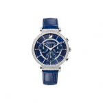 Swarovski Passage Chrono Kell Kvartsliikumine Nahkrihm Sinine sihverkolmik-silmeline Kristallidega Komplektiga Kell Naiste kellad 5580342 Blue
