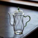 250ml Imitatsioon Song-d&uuml;nastia stiilis kuumakindel klaasist teekann k&auml;epidemega, &otilde;ietee valmistamiseks, Kungfu tee komplekt, teekeetja heleroheline v&auml;rv