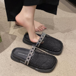 Luksuslik mood &otilde;&otilde;nes v&otilde;rgust kootud poolikud sussid Rooma sandaalid uus mood t&auml;is &uuml;mar pea lame pea naiste sussid 40