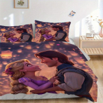 3 tk Rapuntsel ja Flynn Romantiline Stseen Prinditud Voodipesukomplekt, Pehme ja Mugav Tekikate Magamistoa jaoks B089 135x200cm