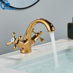 POIQIHY Antique Faucet Bathroom faucet Mixer in the bathroom washbasin taps mixer with two handles Deck Mounted Hot Cold Water kuldne