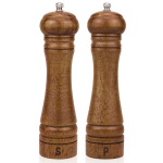 Puidust soola- ja pipraveski komplekt - Pruun - 8 tolli - 2 tk - 560 g - Puitmaterjal - 23*11*6 Suurus - Reguleeritav keraamiline rootor pruun